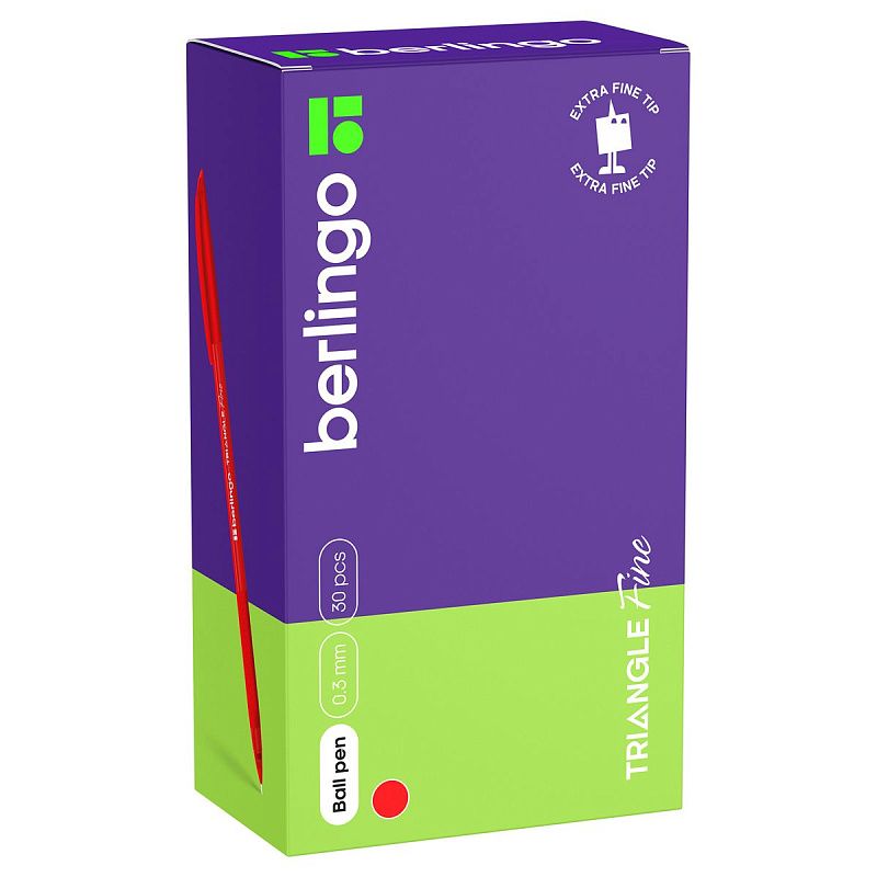 Ручка шариковая Berlingo "Triangle Fine" красная, 0,7мм, трехгран., грип 