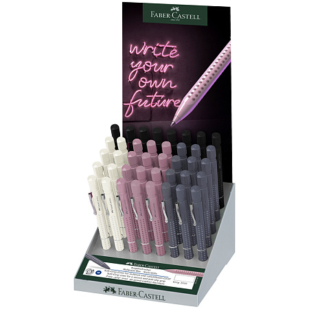 Ручка шариковая автоматическая Faber-Castell "Grip 2010" синяя, 0,7мм, трехгран., корпус ассорти, дисплей