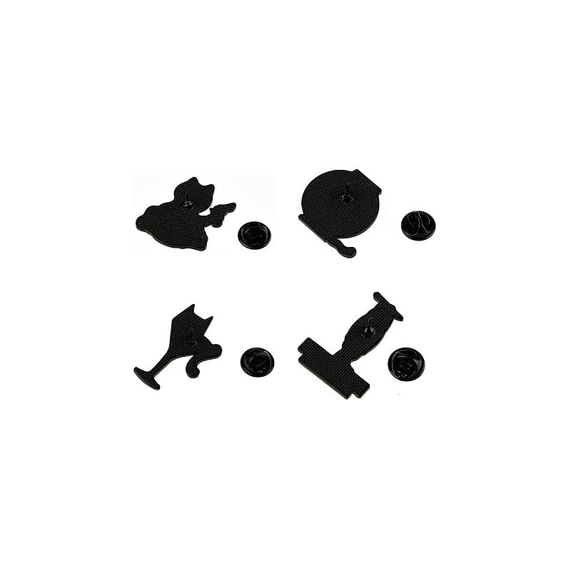 УЦЕНКА - Набор металлических значков MESHU "Black cats", эмаль, 4шт, картонная подложка, европодвес (осн 368830)