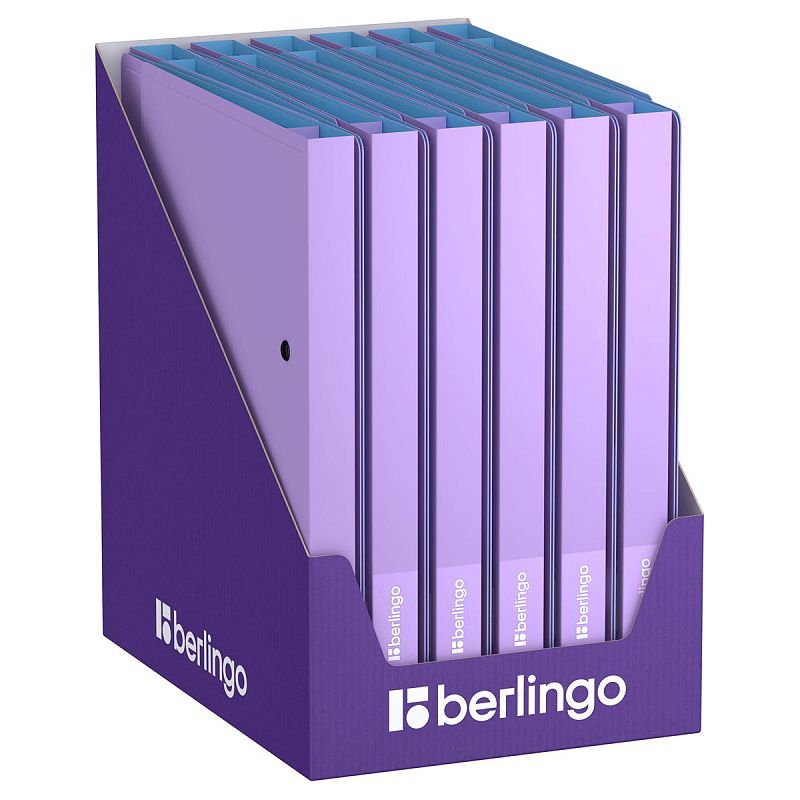 Папка на 2 кольцах Berlingo "Haze" A4, 24мм, 600мкм, D-кольца, с внутр. карманом, сиреневая, софт-тач 