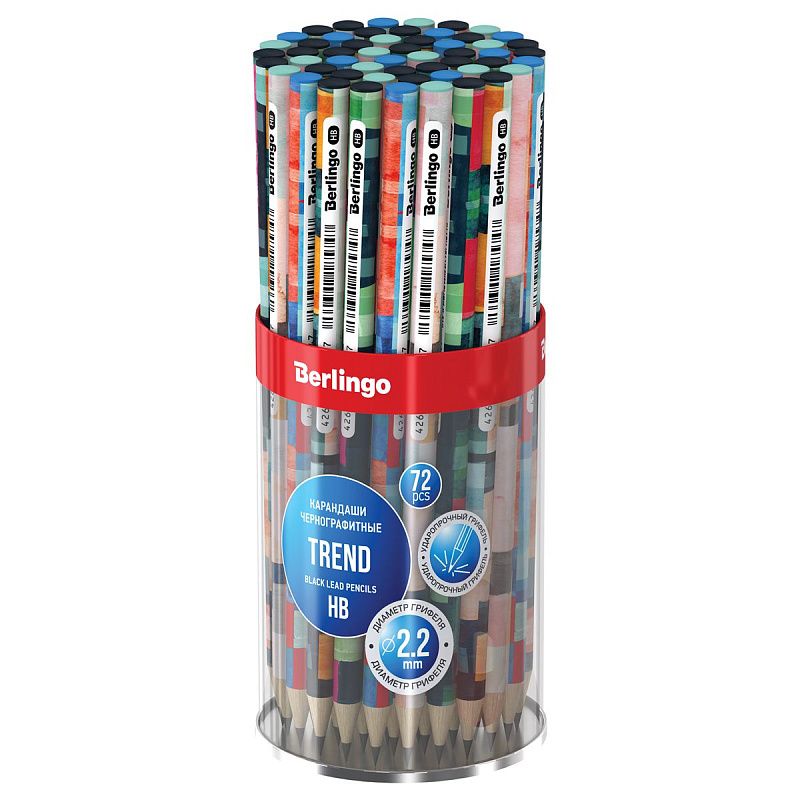 Карандаш ч/г Berlingo "Trend" HB, круглый, заточен., ассорти 