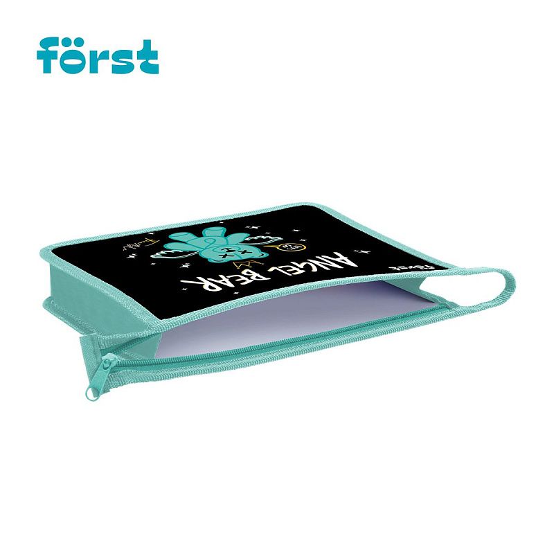 Папка для тетрадей 1 отделение, А5 Först "Angel bear", 240*205*40мм, пластик, на молнии 