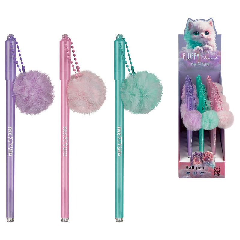 Ручка шариковая MESHU "Fluffy" синяя, 0,7мм, корпус ассорти