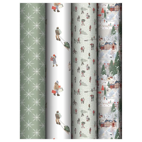 Упаковочная бумага глянц. 70*100см, MESHU "Winter time", 80г/м2, ассорти 5 дизайнов