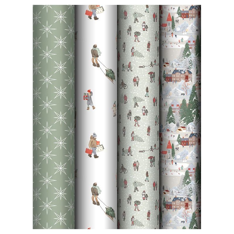 Упаковочная бумага глянц. 70*100см, MESHU "Winter time", 80г/м2, ассорти 5 дизайнов