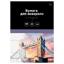 Папка для акварели, с эскизом, 10л., А4 BG "Города", 180г/м2