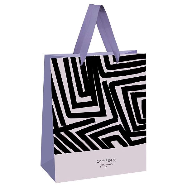 Пакет подарочный 18*23*10см MESHU "Black stripes", матовая ламинация