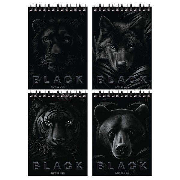 Блокнот А5 40л. на гребне BG "Just black"