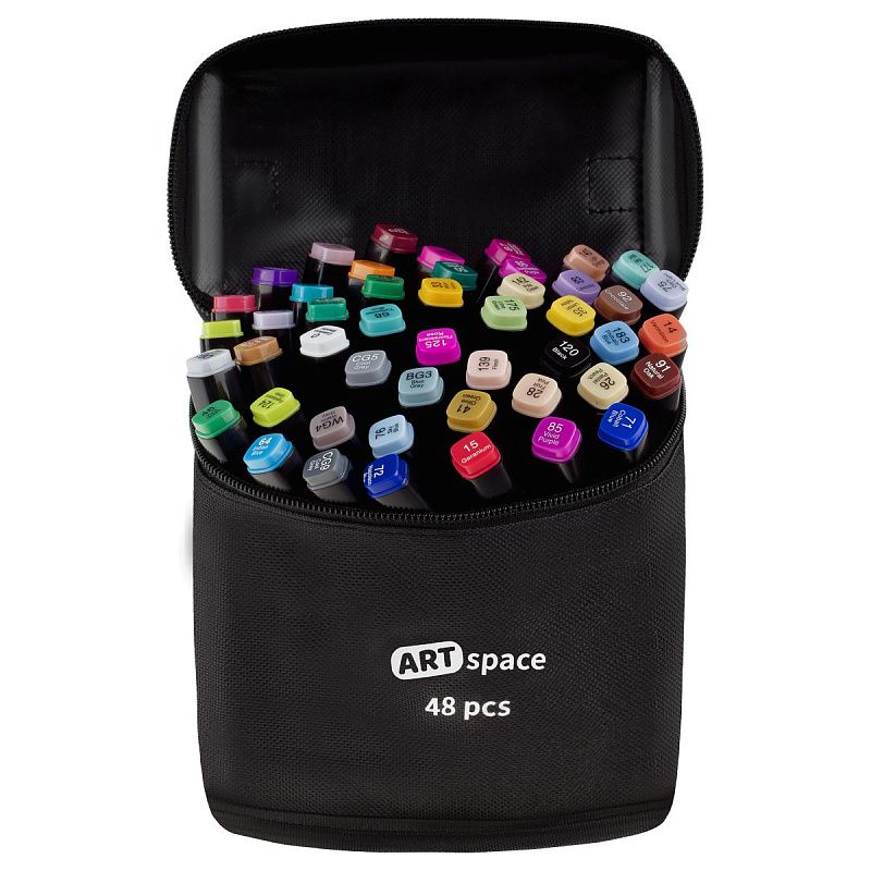Набор двусторонних маркеров для скетчинга ArtSpace 48цв., основные цвета, пулевид./скош.