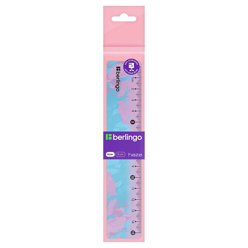 Линейка 15см Berlingo "Haze", пластиковая, ассорти, европодвес 