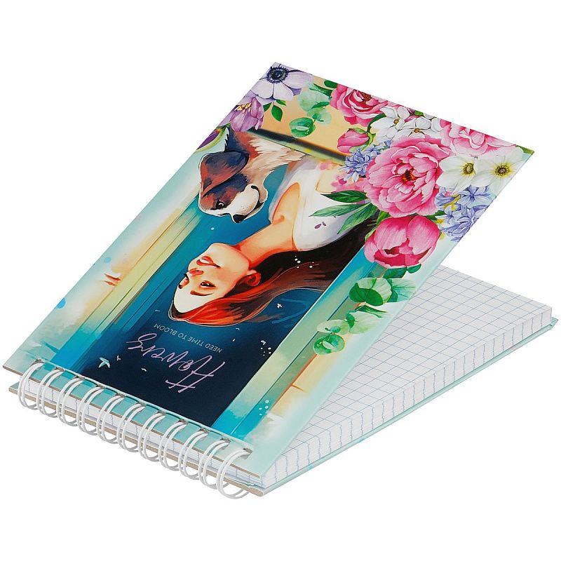 Блокнот А6 80л. на гребне BG "Цветочный стиль", твердая обложка, глянцевая ламинация