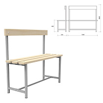 Скамья со спинкой деревянная на металлокаркасе "СТ 2", 1000х350х860 мм