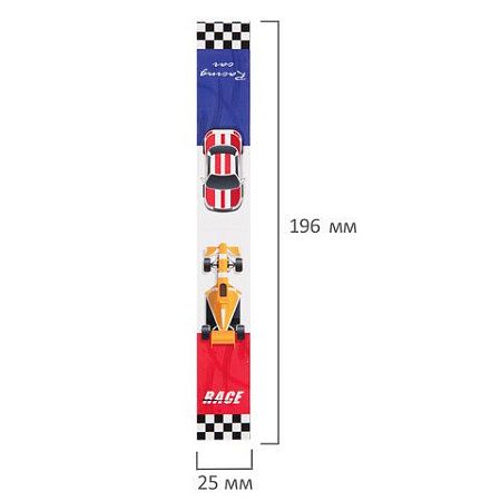 Закладки для книг с магнитом RACE CARS, набор 6 шт., блестки, 25x196 мм, ЮНЛАНДИЯ, 113446 