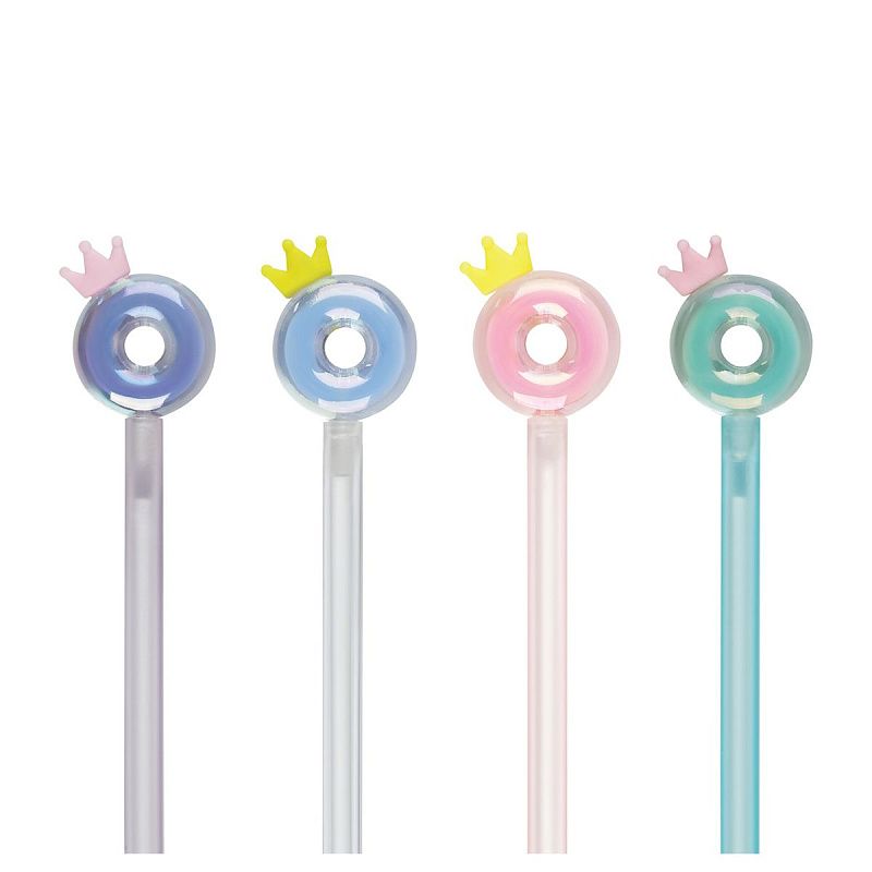 Ручка шариковая MESHU "Crown Donuts" синяя, 0,7мм, корпус ассорти, с топпером 