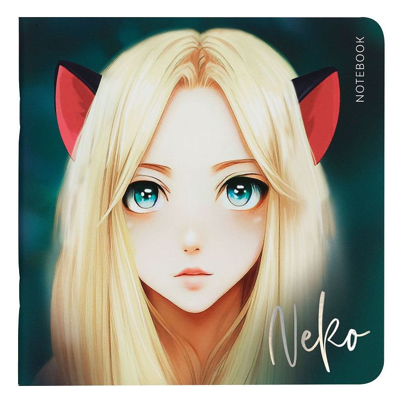 Записная книжка 170*170 мм 40л. на скрепке MESHU "Neko", soft-touch ламинация, тиснение фольгой, блок без линовки, 80г/м2
