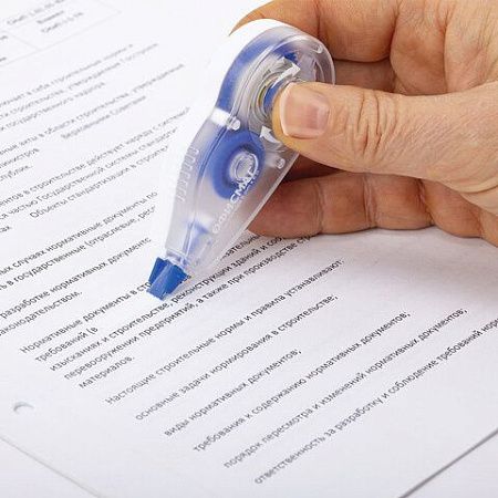 Корректирующая лента ОФИСМАГ N1, 5 мм х 6 м, прозрачно-синий корпус, механизм перемотки, блистер, 272659