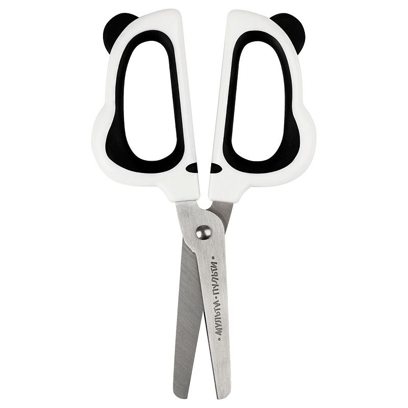 Ножницы детские Мульти-Пульти "Приключения Енота" 13см, фигурные ручки "Панда", в футляре, блистер с европодвесом 