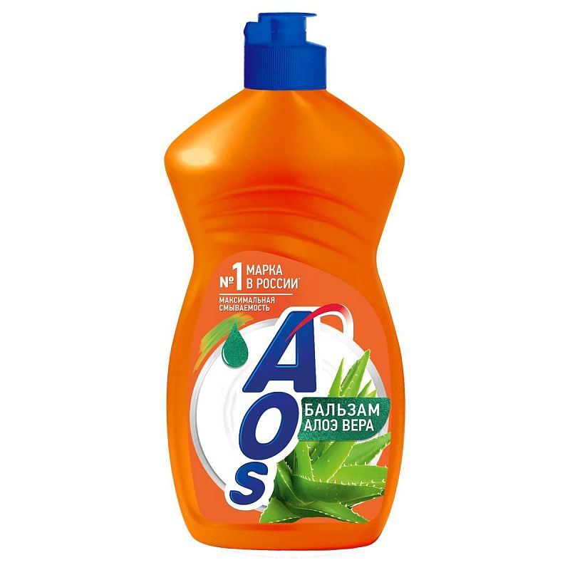 Средство для мытья посуды AOS "Бальзам Алое вера", 450мл 