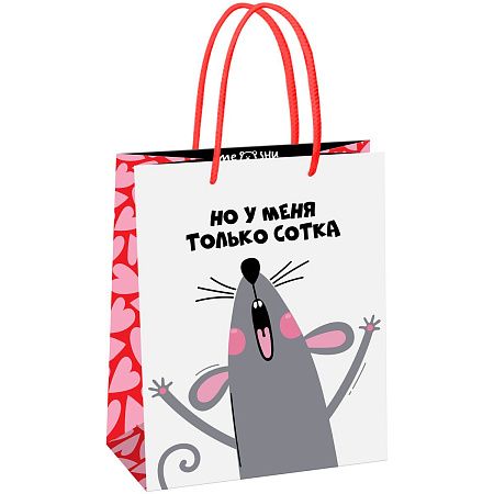 Пакет подарочный 18*23*10см MESHU "Funny rat",  глянцевая ламинация