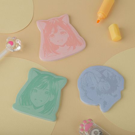 Самоклеящийся блок фигурный MESHU "Anime girl", 40л., европодвес, ассорти
