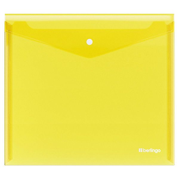 Папка-конверт на кнопке Berlingo "No Secret", А5+, 200мкм, желтая