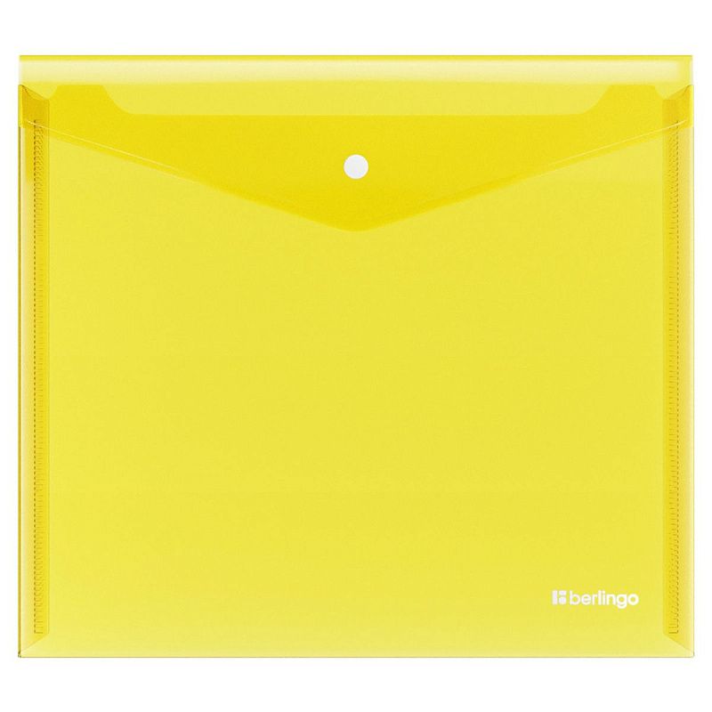 Папка-конверт на кнопке Berlingo "No Secret", А5+, 200мкм, желтая