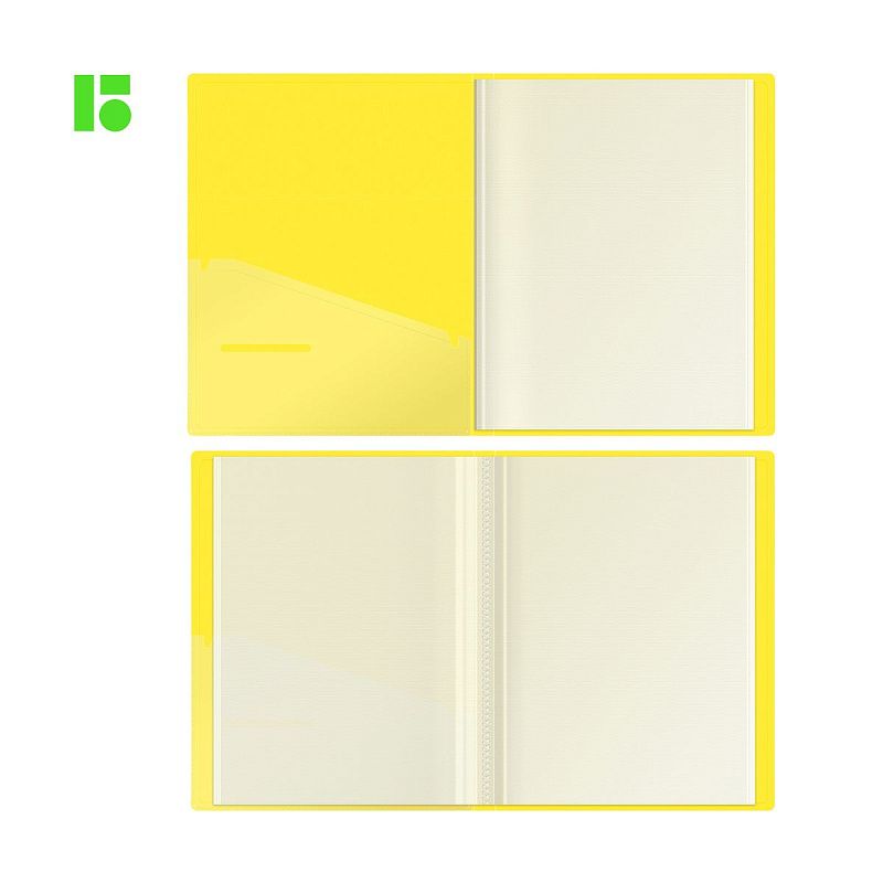 Папка с 40 вкладышами Berlingo "Neon", 24мм, 1000мкм, желтый неон, с внутр. карманом 