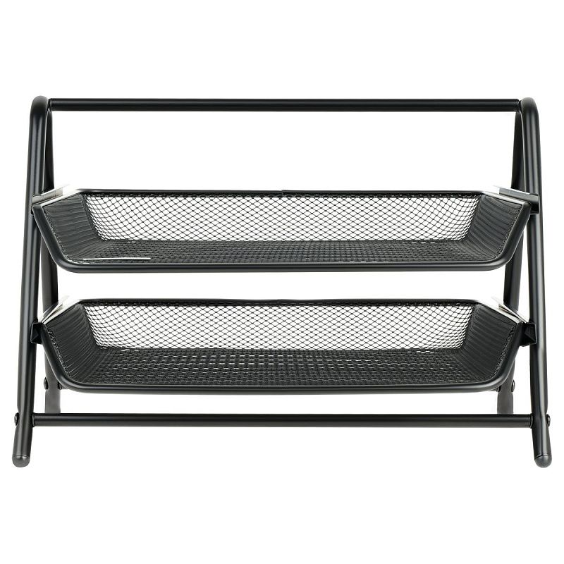 Лоток для бумаг горизонтальный СТАММ, 2 секции, металл, черный