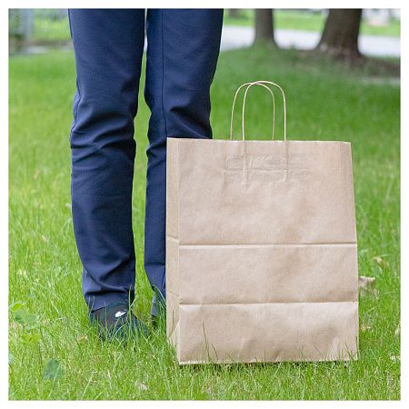 Пакет бумажный "Крафт" с кручеными ручками, 32*20*37см, 70г/м2