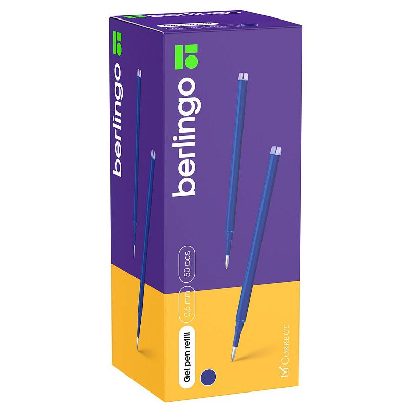 Стержень для гелевой стираемой ручки Berlingo "Correct" синий, 111мм, 0,6мм 