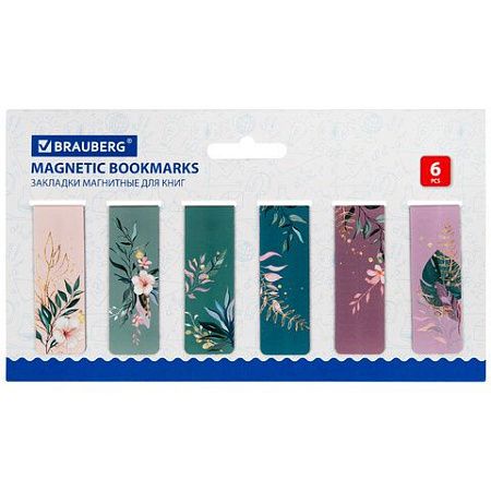 Закладки для книг МАГНИТНЫЕ, "TROPICS", набор 12 шт., 60x20 мм, BRAUBERG, 113172 