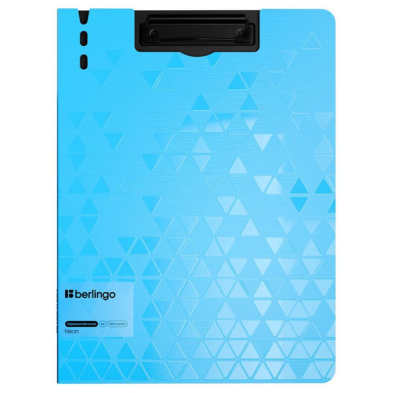 Папка-планшет с зажимом Berlingo "Neon" А4, пластик (полифом), 1800мкм, голубой неон 