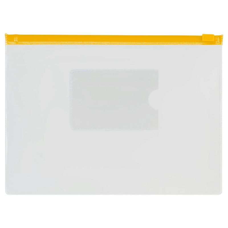 Папка-конверт на zip-молнии СТАММ В5, ПВХ, 120мкм, прозрачная, цветная молния, карман, ассорти 