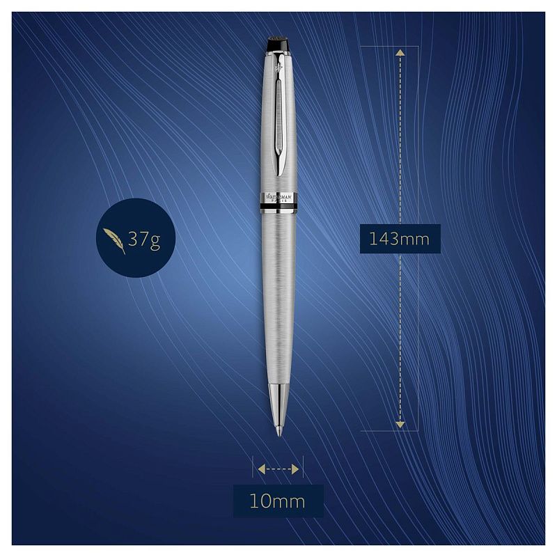 Ручка шариковая Waterman "Expert Stainless Steel СT" синяя, 1,0мм, подарочная упаковка 