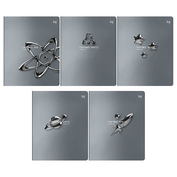 Тетрадь 48л., А5, клетка BG "Chrome", металлизированный пантон