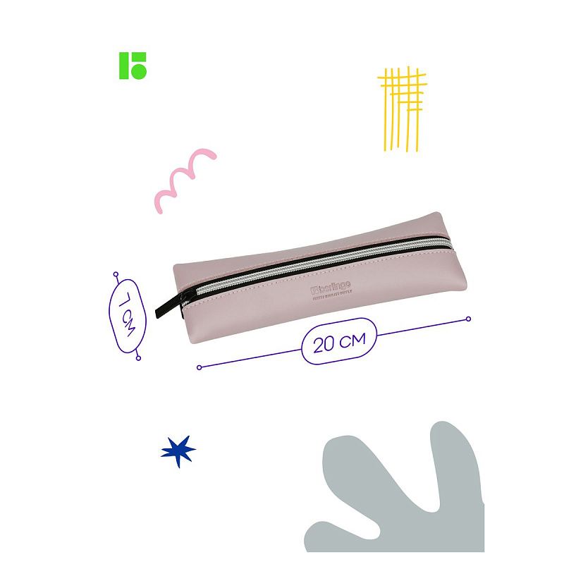 Пенал 1 отделение, 200*70 Berlingo "Original lavanda", экокожа 