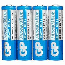 Батарейки КОМПЛЕКТ 4 шт., GP PowerPlus AA (R6, 15G), солевые, пальчиковые, в пленке, 15CEBRA-2S4 Батарейки КОМПЛЕКТ 4 шт., GP PowerPlus AA (R6, 15G), солевые, пальчиковые, в пленке, 15CEBRA-2S4