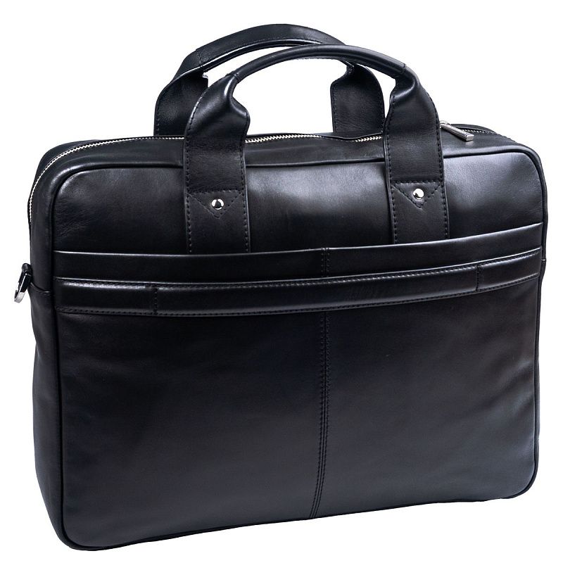 Сумка деловая Berlingo "City Style" натуральная кожа, черный, 1 отделение, молния 