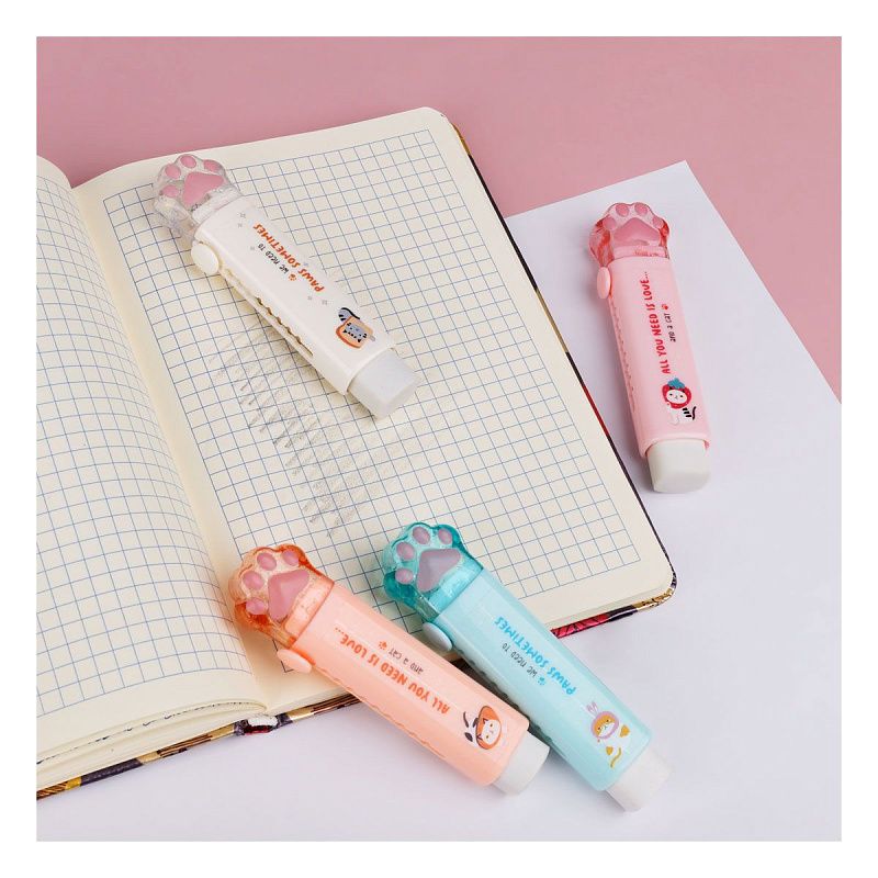 Ластик MESHU "Cat Paw", 93*28*17мм, термопластичная резина, пластиковый футляр 