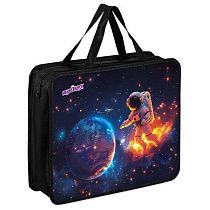 Папка на молнии с ручками ЮНЛАНДИЯ А4, 1 отделение, пластик, 80 мм, Space explorer, 273365