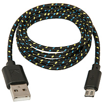 Кабель Defender USB08-03T USB2.0 (A) - microUSB (B), в оплетке, 1М, черный