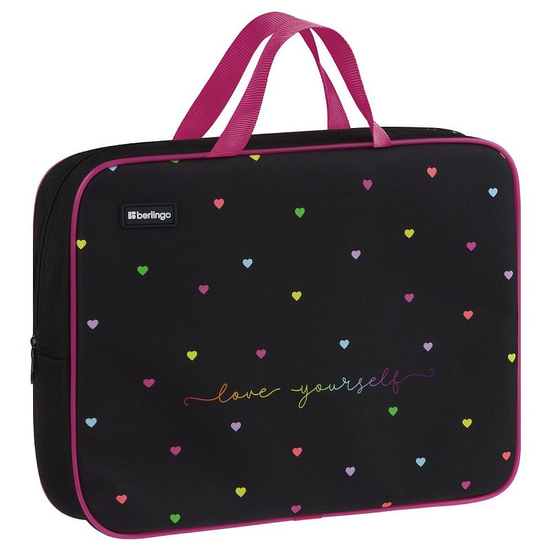 Папка текстильная с ручками 1 отделение, А4 Berlingo "Love Yourself", 350*265*80мм, текстиль, на молнии