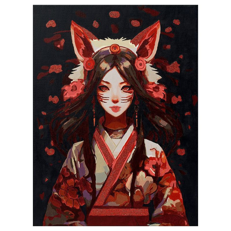 Картина по номерам на холсте с глиттером ТРИ СОВЫ "Аниме", 30*40, с акриловыми красками и кистями