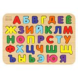 Обучающая игра ТРИ СОВЫ Рамка-вкладыш "Изучаем буквы", русский алфавит, дерево, яркие цвета