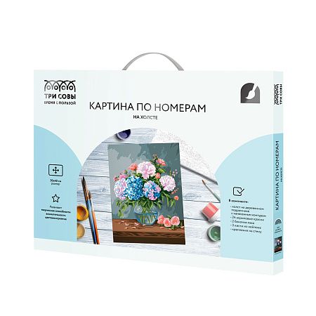 Картина по номерам на холсте ТРИ СОВЫ "Нежный букет", 30*40, с акриловыми красками и кистями