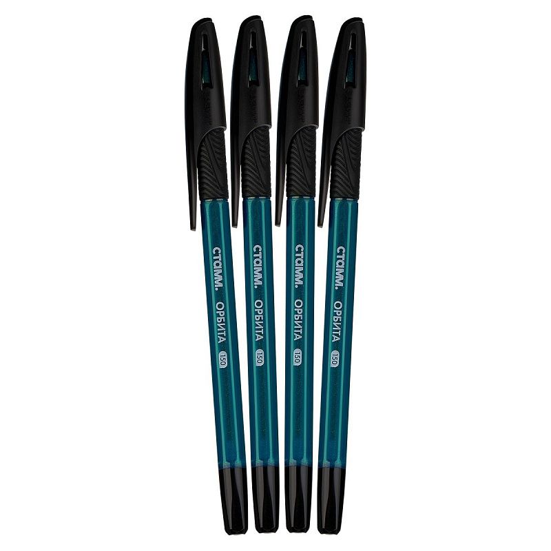 Ручка шариковая СТАММ "Орбита 150" 4шт., синие, 0,7мм, хамелеон, пакет с европодвесом 