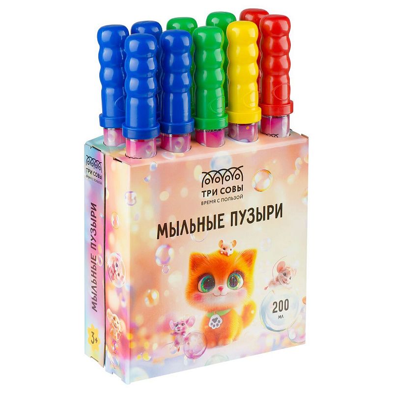 Мыльные пузыри ТРИ СОВЫ "Котенок", 200мл, ассорти