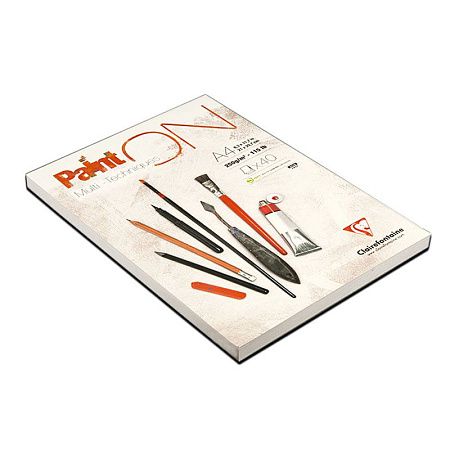 Скетчбук - альбом для смешанных техник 40л., А4, на склейке Clairefontaine "Paint'ON", мелкозерн., 250г/м2