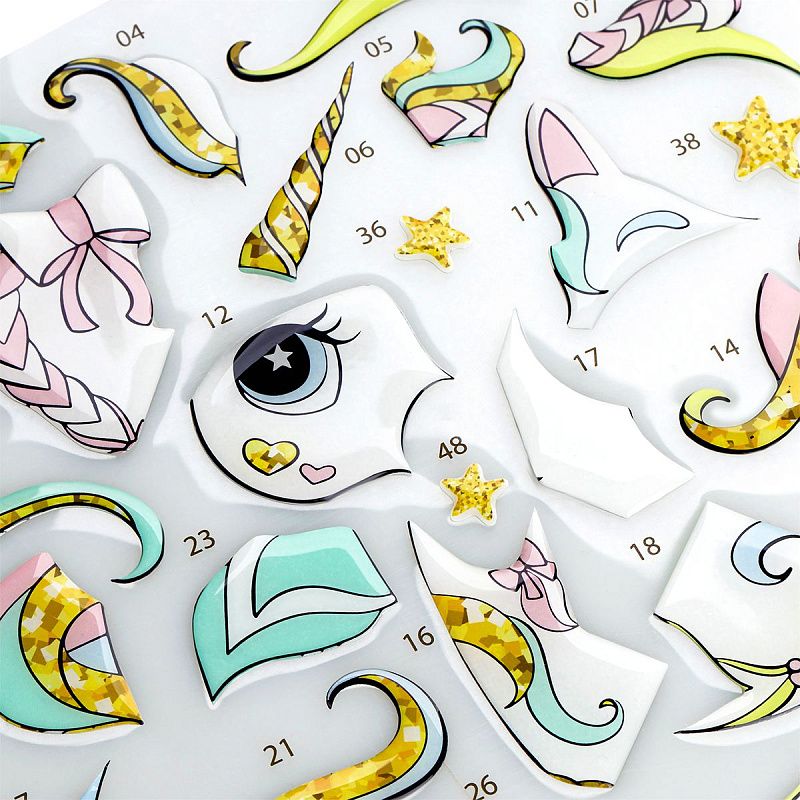 Аппликация наклейками ТРИ СОВЫ "Единорог", А4, 1 основа, объемные наклейки, картонный конверт