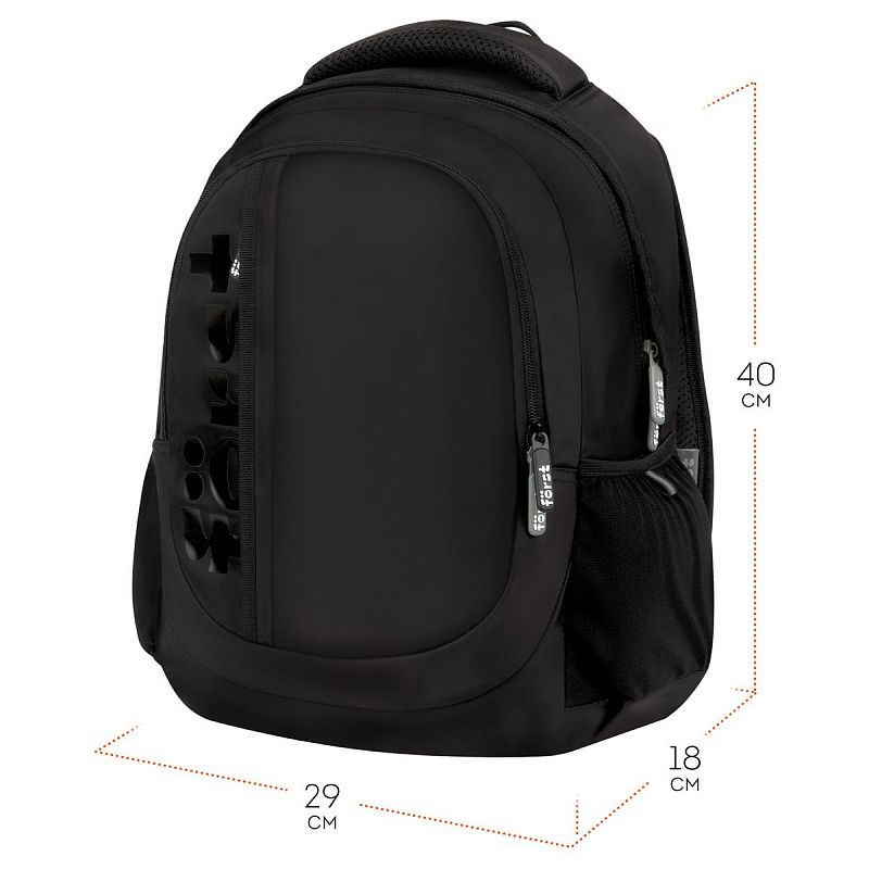 Рюкзак Först F-Trend "Pure black" 40*29*18см, 2 отделения, 3 кармана, анатомическая спинка 